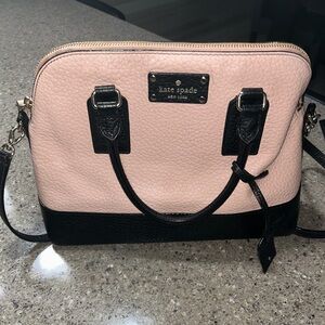 Kate Spade Pink and Black Pebbled Dome Satchel